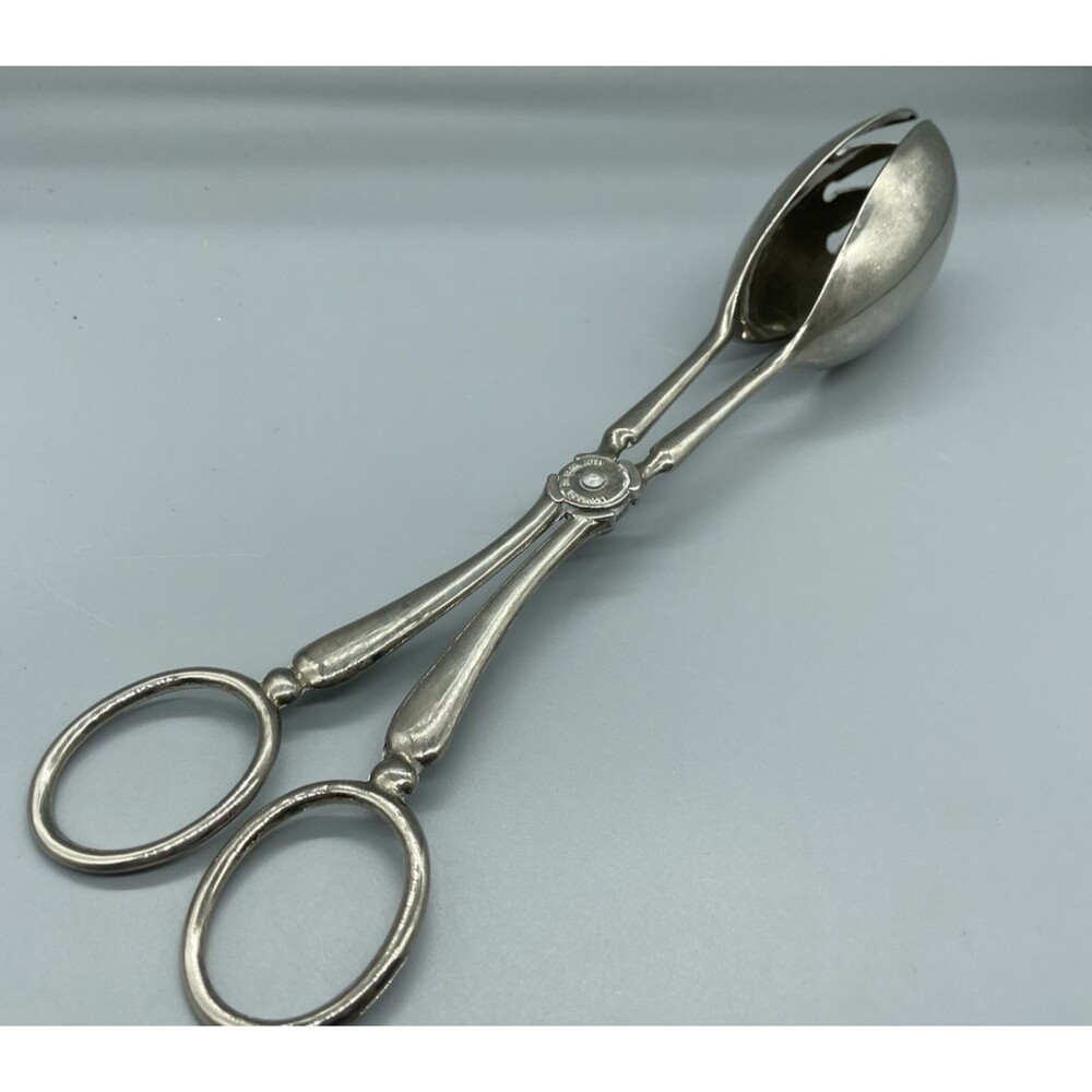 Vintage Leonard Silverplate Gourmet Salad Fruit Serving Tongs Hong Kong